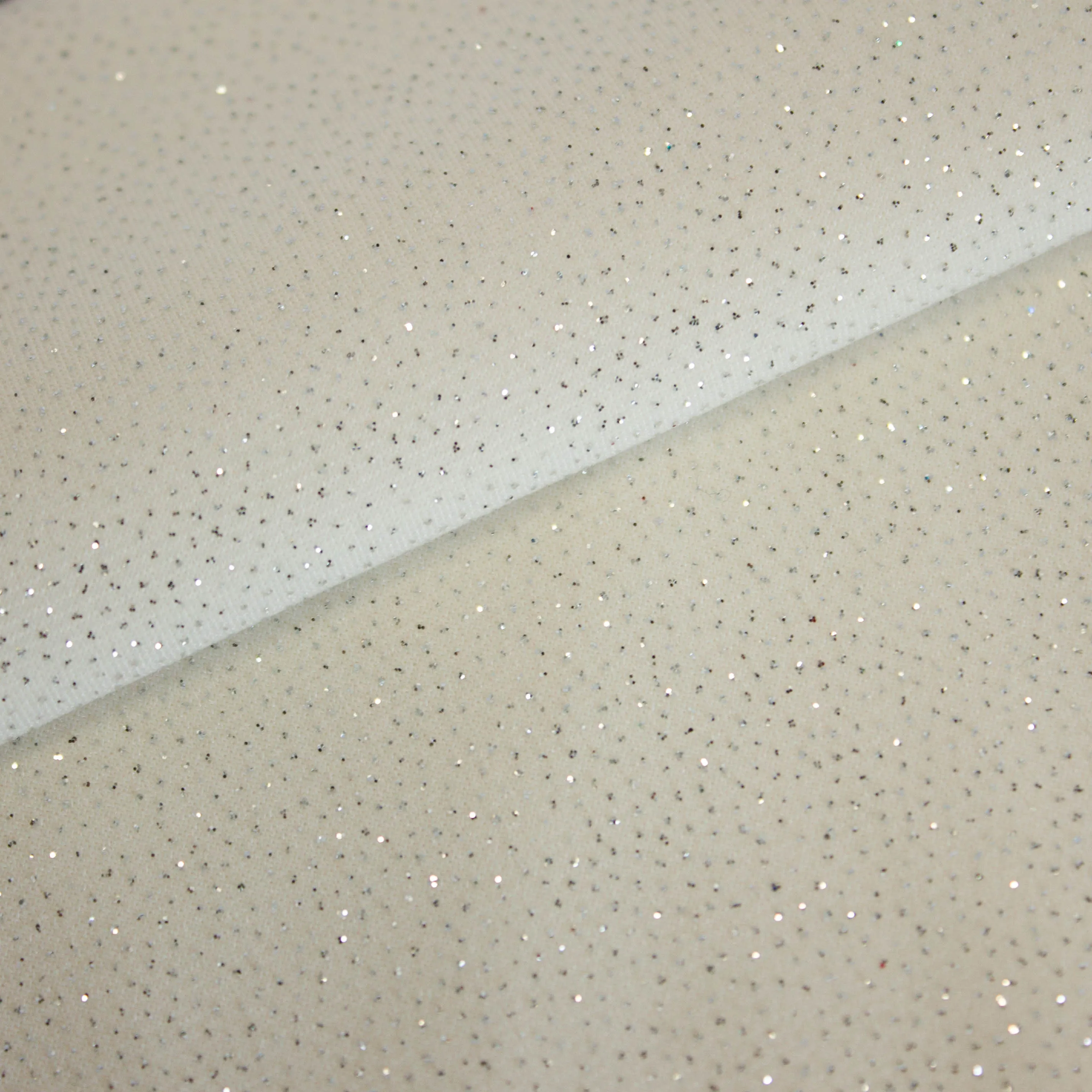 Lycra gebroken wit met glitters